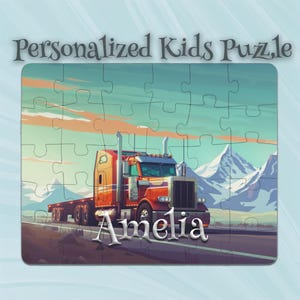 Personalized Semi-Truck Puzzle for Kids – Perfect Kids Gift – Toddler-Friendly Toy – Easy-Grip Large Pieces – Grandchild Gift Idea