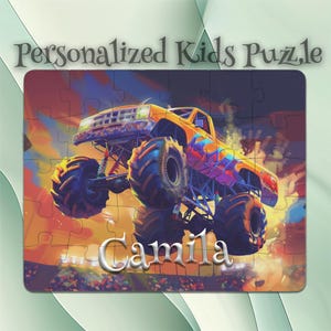 Rompecabezas de Monster Truck personalizado para niños – Rompecabezas para resolver problemas – Potenciador de la motricidad – Juguete educativo – Regalo para el desarrollo