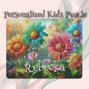 Personalized Flowers Puzzle for Kids – Problem-Solving Puzzle – Developmental Gift – Toddler-Friendly Toy – Personalized Keepsake Puzzle