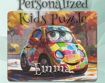 Personalized Mosaic Car Puzzle for Kids – STEM Learning Puzzle – Easy-Grip Large Pieces – Educational Puzzle Toy – Interactive Puzzle