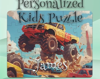 Personalized Monster Truck Puzzle for Kids – Preschool Learning – Custom Puzzle Design – Perfect Kids Gift – STEM Learning Puzzle
