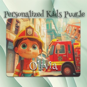 Personalized Firefighter Puzzle for Kids – Cognitive Game – Early Learning Activity – Grandchild Gift Idea – Problem-Solving Puzzle