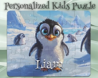 Personalized Baby Penguin Puzzle for Kids – Inspires Imagination – Toddler-Friendly Toy – Learning Made Fun – Easy-Grip Large Pieces