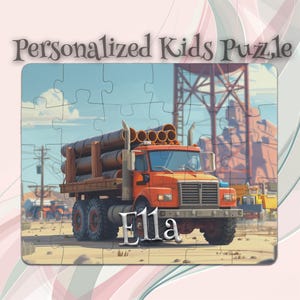 Personalized Flatbed Truck Puzzle for Kids – STEM Learning Puzzle – Ideal Gift for Boys & Girls – Developmental Gift – Grandchild Gift Idea
