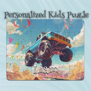Rompecabezas de camión monstruo personalizado para niños – Juguete para niños pequeños – Rompecabezas interactivo – Rompecabezas de resolución de problemas – Juego cognitivo