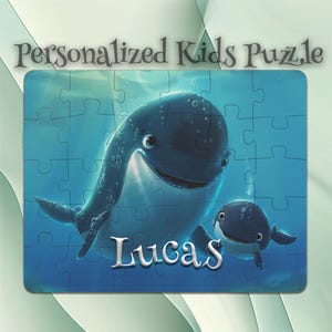 Personalized Whale Family Puzzle for Kids – Custom Puzzle Design – Preschool Learning – Toddler-Friendly Toy – Inspires Imagination