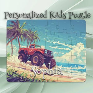 Rompecabezas de camión monstruo personalizado para niños – Idea de regalo para nietos – Rompecabezas interactivo – Juego cognitivo – Inspira la imaginación