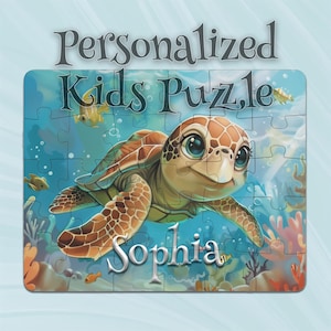 Personligt havssköldpaddspussel för barn – Motorikbooster – Inspirerar fantasin – Greppvänliga stora bitar – Problemlösningspussel