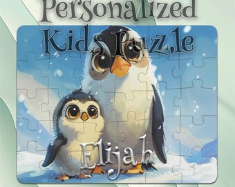 Personalized Penguin Family Puzzle for Kids – Custom Puzzle Design – Developmental Gift – Ideal Gift for Boys & Girls – Grandchild Gift Idea