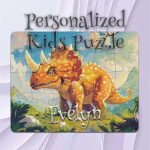 Gepersonaliseerde triceratops-puzzel voor kinderen – probleemoplossende puzzel – leren leuk gemaakt – voorschools leren – peutervriendelijk speelgoed