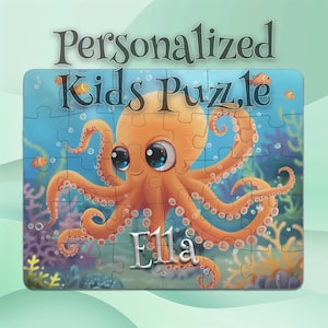 Gepersonaliseerde octopuspuzzel voor kinderen – Voorschools leren – Vroegschoolse activiteiten – Probleemoplossende puzzel – Interactieve puzzel