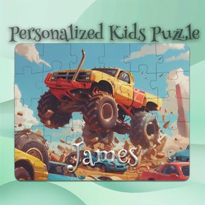 Rompecabezas de Monster Truck personalizado para niños – Aprendizaje preescolar – Diseño de rompecabezas personalizado – Regalo perfecto para niños – Rompecabezas de aprendizaje STEM