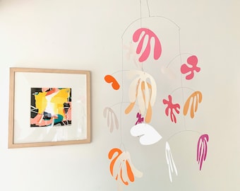 PukaPuka large hanging art mobile /Marine mobile in coral colours /modern baby mobile/Hanging mobile/baby mobile/kids mobile/nursery mobile