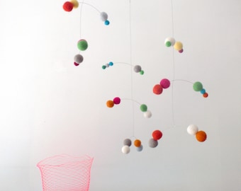 Polka Dot modern hanging mobile - Circus bright colours by Puka Puka