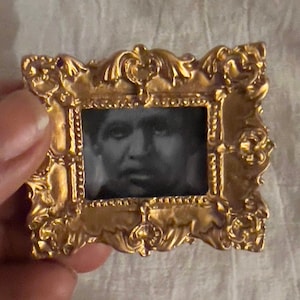 Original Tiny Horror Painting, Miniature Dollhouse Oil Painting, Small Film Noir Portrait, Dark Academia Wall Decor, Framed Art, Goth Gift