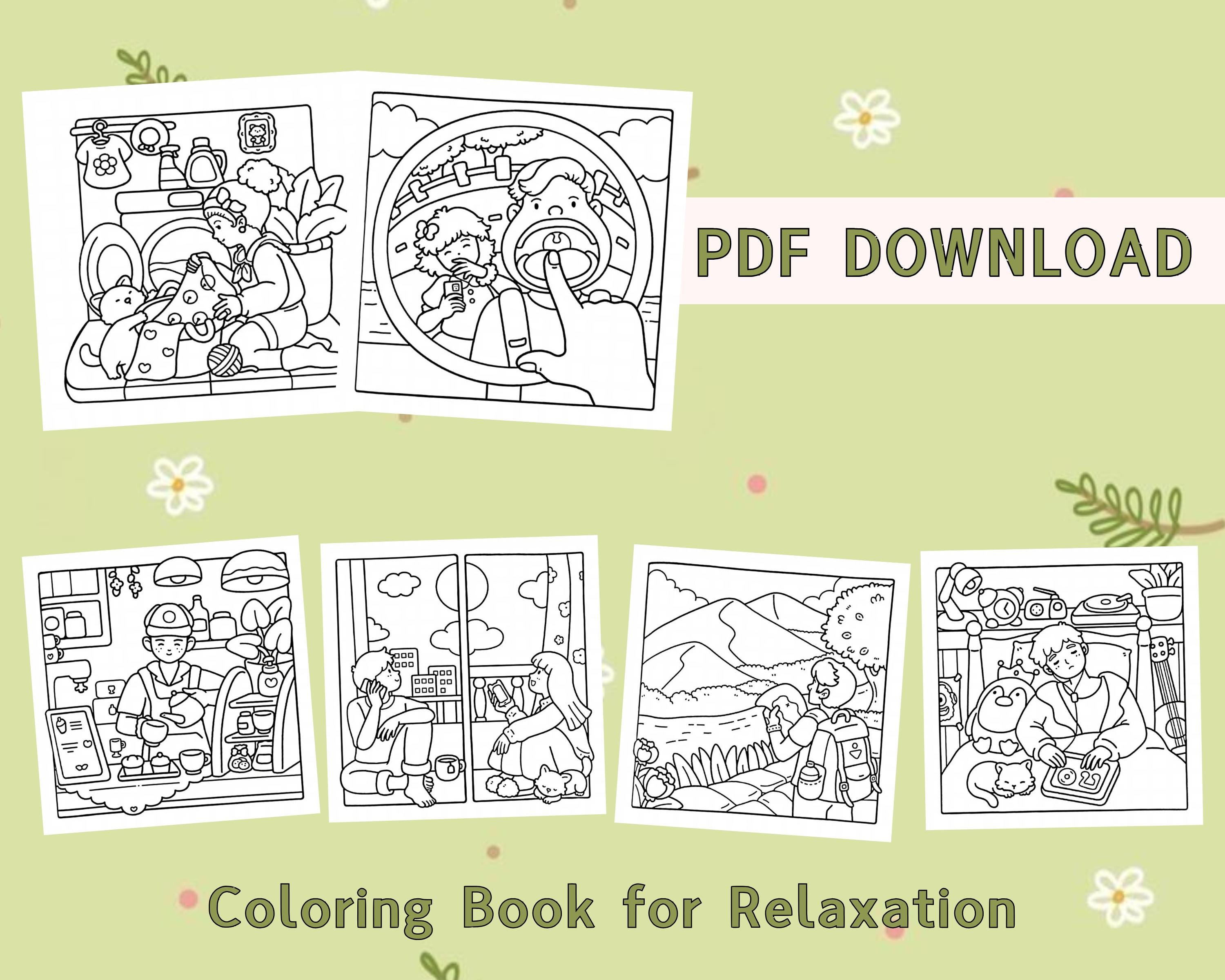 Chill Moments Coloring Book - 35 Printable Pages PDF Cute and Cozy ...