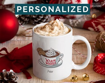 Custom Christmas Mug, Christmas Mug with names, Family Christmas Mug, Personalized Christmas Coffee Mug, Warm Wishes, Christmas Gift