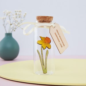 Fathers Day Gift, Garden Gift for Dad, Thank You For Helping Me Grow Daffodil Message Bottle, Flower Gift For Dad, Gift For Him image 1