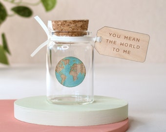 World Map Message Bottle, Personalized Message Keepsake, Romantic Wedding Anniversary Gift For Him Or Her, Husband Or Wife Present