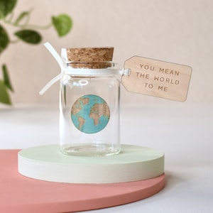 Valentine&#39;s Gift For Her, You are My World Map Message Bottle, Personalized Message Keepsake, Romantic Gifts For Her