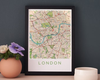 London Poster, Royal Parks Map Print, Thames River Wall Art, London Wall Art, London Gallery Wall