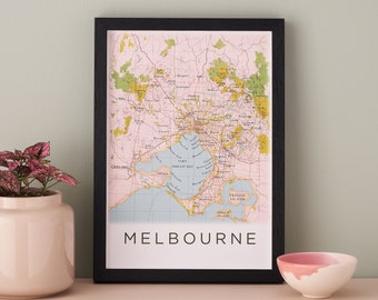 Cartel del mapa de Melbourne, Impresión del mapa de Melbourne Australia, Impresión del mapa de la ciudad, Mapas de Australia, Arte del mapa de Australia, Decoración del muro del mapa de la ciudad, Muro de la galería