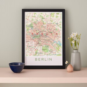 Berlin Deutschland Karte, Berlin Poster Druck, WandKunst Dekor Geschenk, Für Ihn, Reisegeschenke für ein Paar