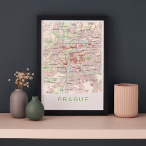 Prag Karte Print, Wand Kunst Poster, Karte Illustration von Prag Tschechische Republik, handgezeichnete Illustration, Aquarell Karte, Stadt Reise Geschenk