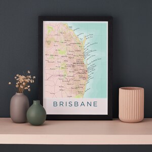 Brisbane Map, Brisbane Gold Coast Poster Print, Wall Art Decor, Brisbane Australia Map, Travel Gift for Him, Home Decor Gift for Her
