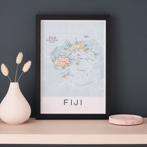 Fidschi Poster, Karte, Poster, Südpazifik Poster, Südpazifik Poster, Insel Insel,