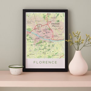 Florenz Toskana Karte, Italien Poster Druck, Wandkunst Geschenk für Sie, romantisches Reisegeschenk für ein Paar, Italien Stadtplan Druck