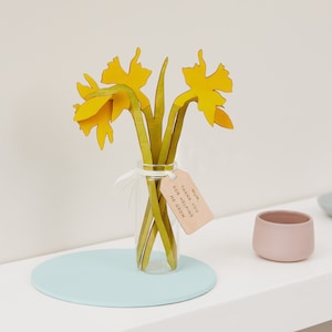 Mother's Day Gift for Her, Bunch of Daffodils Bouquet, Personalised Wooden Flowers, Gift for Mum, Yellow Hand-painted Flowers For Mum Or Mom