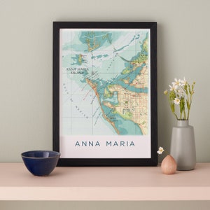 Anna Maria Island Map Print, Wall Art Print Anna Maria Island, Florida Map, Gift for Him, Travel Poster Gift For Him, Florida Map