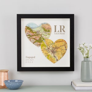 Personalisierte Verlobungsgeschenk, zwei benutzerdefinierte Karte Herzdruck für ein Paar, Wandkunst, Wohnkultur Geschenke, Geschenk für sie, Geschenk für ihn