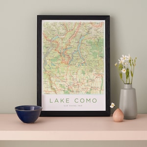 Comer See Karte, gerahmte Karte, italienische Seen Karte Druck, romantisches Geschenk für Ihn, Hochzeitstag Paare Geschenke, Lago Maggiore