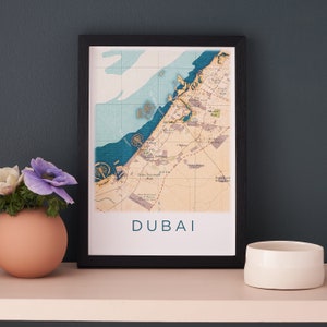 Dubai Map Poster Print, Dubai, Emiratos Árabes Unidos, Dubai print, Dubai wall art, Dubai art, Dubai poster, Dubai gift, Dubai wall décor