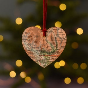 Christmas Ornament, Custom map heart Keepsake, Tree Decoration, Christmas Gifts, Custom map Bauble, Personalised Gifts image 4