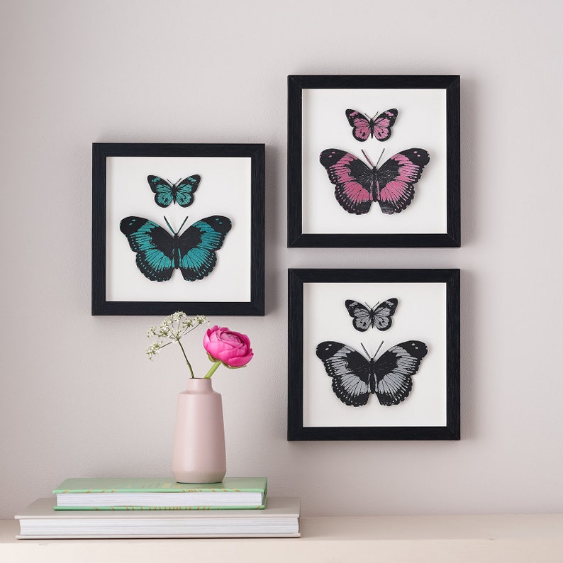 Mother's Day Gift, Butterfly Wall Art, Home Decor Gift, Paper Cut Butterflies, Handpainted 3D Butterfly Framed Artwork, Gifts For Her image 1