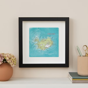 Impresión de mapa de Islandia, regalo de viaje para una pareja, decoración de pared con galería