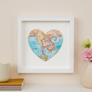 Thailand Karte Herz Druck, Reise Geschenk, Wand Kunst, Handgemachtes Wohndekor, 3D Karte