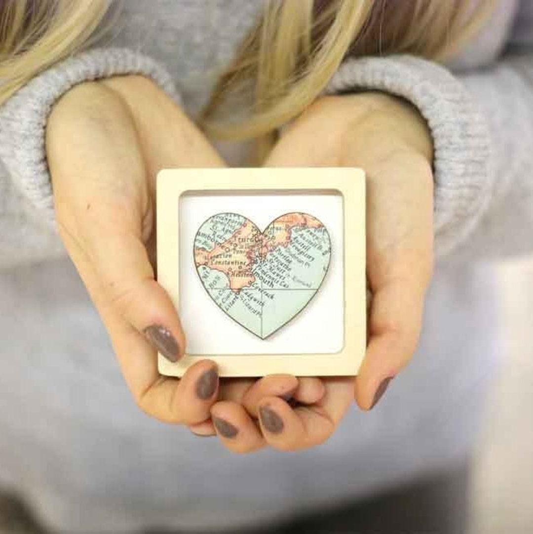 Custom Map Heart Print Miniature Frame Romantic Valentine