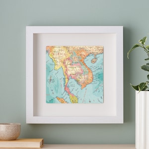 Thailand Karte Print, Reise Hochzeitstag Geschenk, Wandkunst, Thailand Karte Paare Geschenk