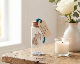 Shooting Star Memorial Gift, Message Bottle Ornament, Star Glass Bauble, Personalised Loss Gift