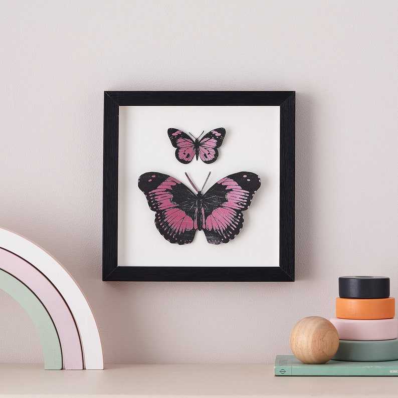 Mother's Day Gift, Butterfly Wall Art, Home Decor Gift, Paper Cut Butterflies, Handpainted 3D Butterfly Framed Artwork, Gifts For Her image 2