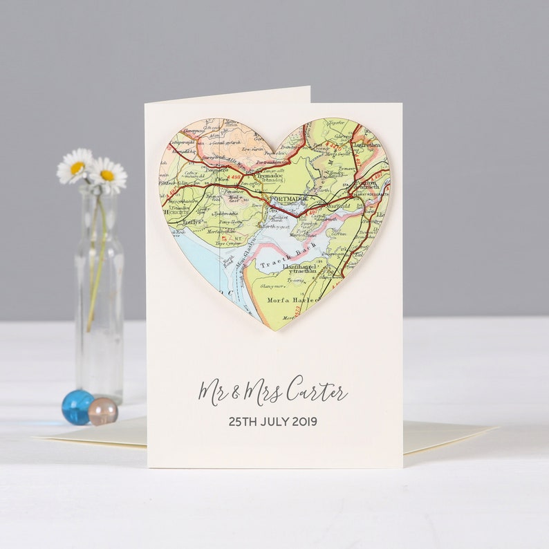 Custom Map Engagement Card, Personalised Got Engaged Couples Card, Personalized Luxury Greetings Card For a couple, Romantic Card image 3