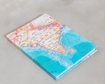 Carnet de voyage carte de l'Inde - cadeau globe-trotters - carnet de cartes - carnet de cartes - carte de l'inde - carte de l'inde - carnet de croquis de l'inde - carte de l'océan indien