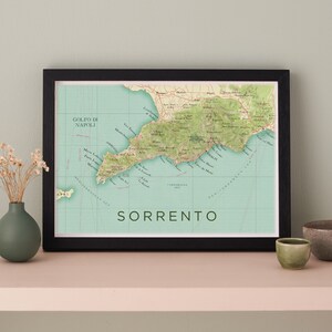 Sorrent Poster, Sorrent Italien Karte Druck, Italien WandKunst Dekor, Badezimmer Druck, Flitterwochen Geschenk für ein Paar, romantisches Geschenk für Ihn, für Sie