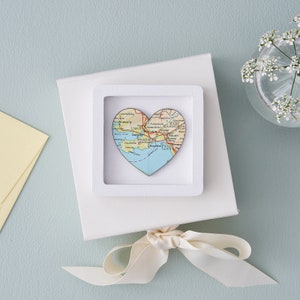 Custom Map Heart Print Miniature Frame- Romantic Valentine, Anniversary & Wedding Keepsake Gift For Him- Personalised Map Print image 2
