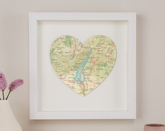 Lake Garda Lombardy Map Heart Print, Wall Art, 3D Papercut Map, Travel Gift, Italy Map Print, Family Holiday Travel Gift