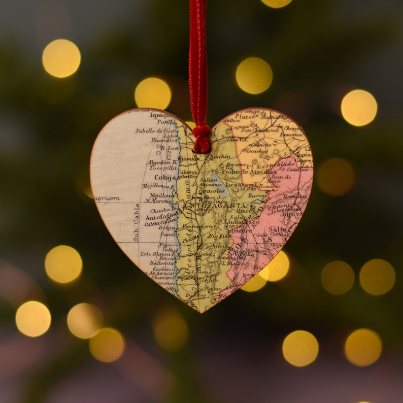 Christmas Ornament, Custom map heart Keepsake, Tree Decoration, Christmas Gifts, Custom map Bauble, Personalised Gifts image 9